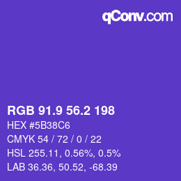 カラーコード: RGB 91.9 56.2 198 | qconv.com