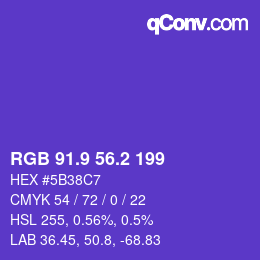 カラーコード: RGB 91.9 56.2 199 | qconv.com