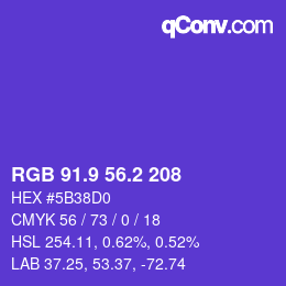 カラーコード: RGB 91.9 56.2 208 | qconv.com