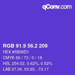 カラーコード: RGB 91.9 56.2 209 | qconv.com