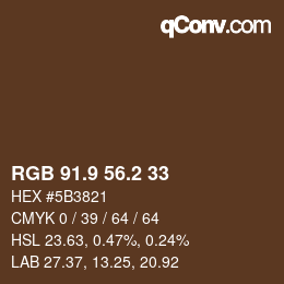 Color code: RGB 91.9 56.2 33 | qconv.com