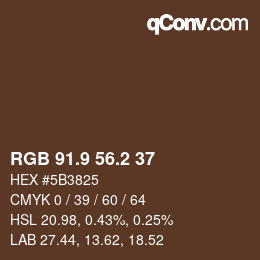Color code: RGB 91.9 56.2 37 | qconv.com
