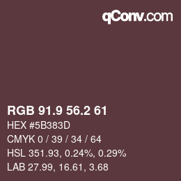 カラーコード: RGB 91.9 56.2 61 | qconv.com