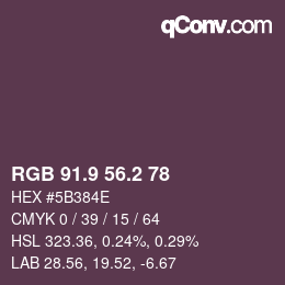 Color code: RGB 91.9 56.2 78 | qconv.com