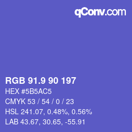 カラーコード: RGB 91.9 90 197 | qconv.com