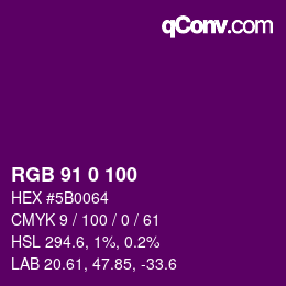 Color code: RGB 91 0 100 | qconv.com