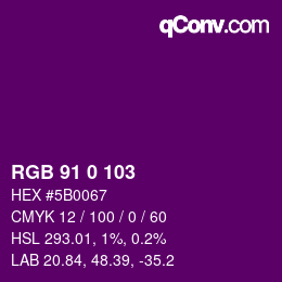 Color code: RGB 91 0 103 | qconv.com