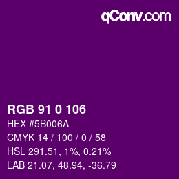 Color code: RGB 91 0 106 | qconv.com