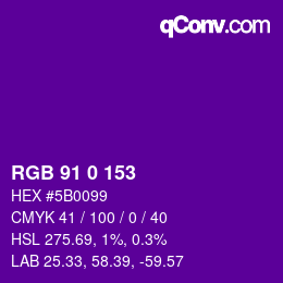 カラーコード: RGB 91 0 153 | qconv.com