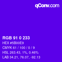 Color code: RGB 91 0 233 | qconv.com