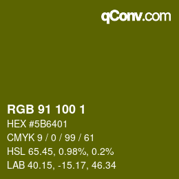 Color code: RGB 91 100 1 | qconv.com