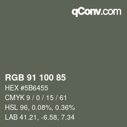 Farbcode: RGB 91 100 85 | qconv.com