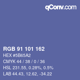 Color code: RGB 91 101 162 | qconv.com
