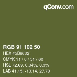 Color code: RGB 91 102 50 | qconv.com