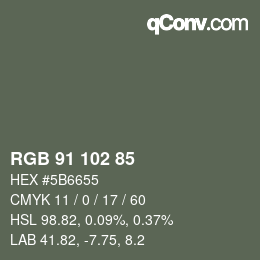 Color code: RGB 91 102 85 | qconv.com