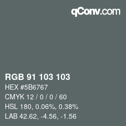 Farbcode: RGB 91 103 103 | qconv.com