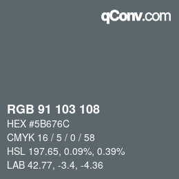 颜色代码: RGB 91 103 108 | qconv.com