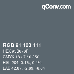 Color code: RGB 91 103 111 | qconv.com