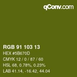 Color code: RGB 91 103 13 | qconv.com