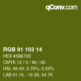 Color code: RGB 91 103 14 | qconv.com