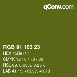 カラーコード: RGB 91 103 23 | qconv.com