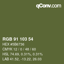 カラーコード: RGB 91 103 54 | qconv.com