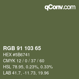 Color code: RGB 91 103 65 | qconv.com