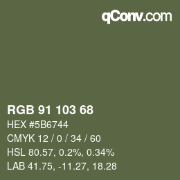 Color code: RGB 91 103 68 | qconv.com
