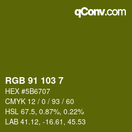 カラーコード: RGB 91 103 7 | qconv.com