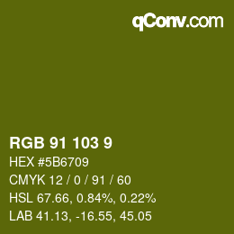 Color code: RGB 91 103 9 | qconv.com