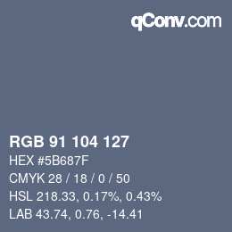 Color code: RGB 91 104 127 | qconv.com