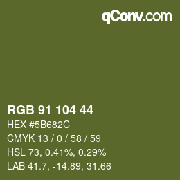 Color code: RGB 91 104 44 | qconv.com