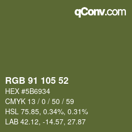 Color code: RGB 91 105 52 | qconv.com