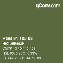 Color code: RGB 91 105 63 | qconv.com
