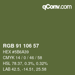 Color code: RGB 91 106 57 | qconv.com