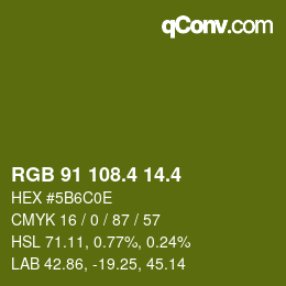 カラーコード: RGB 91 108.4 14.4 | qconv.com