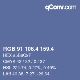 カラーコード: RGB 91 108.4 159.4 | qconv.com