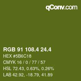 カラーコード: RGB 91 108.4 24.4 | qconv.com
