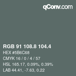 カラーコード: RGB 91 108.8 104.4 | qconv.com