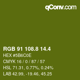カラーコード: RGB 91 108.8 14.4 | qconv.com