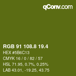 カラーコード: RGB 91 108.8 19.4 | qconv.com