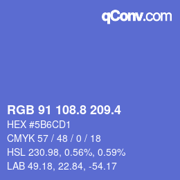 カラーコード: RGB 91 108.8 209.4 | qconv.com