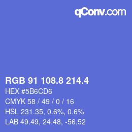 カラーコード: RGB 91 108.8 214.4 | qconv.com