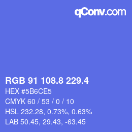 カラーコード: RGB 91 108.8 229.4 | qconv.com