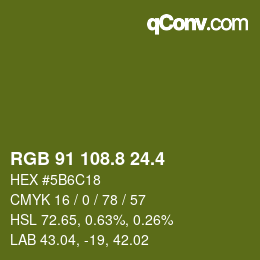 カラーコード: RGB 91 108.8 24.4 | qconv.com