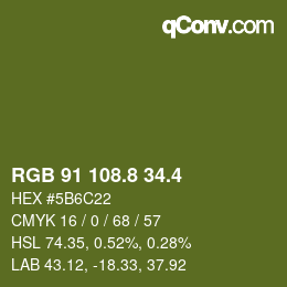 カラーコード: RGB 91 108.8 34.4 | qconv.com