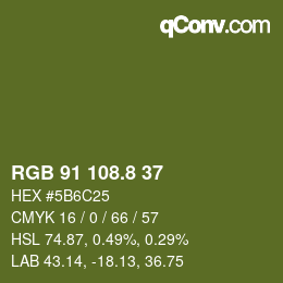 カラーコード: RGB 91 108.8 37 | qconv.com