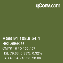 カラーコード: RGB 91 108.8 54.4 | qconv.com