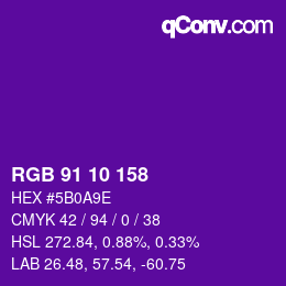 カラーコード: RGB 91 10 158 | qconv.com