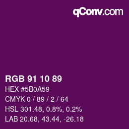 Color code: RGB 91 10 89 | qconv.com